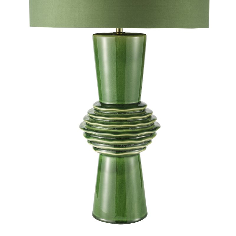 Dar-LAG4224 - Lagle - Green Ceramic Table Lamp with Green Cotton Shade