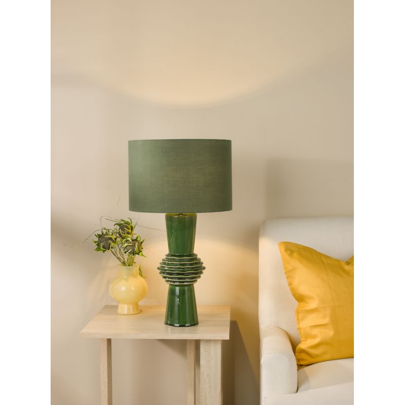 Dar-LAG4224 - Lagle - Green Ceramic Table Lamp with Green Cotton Shade