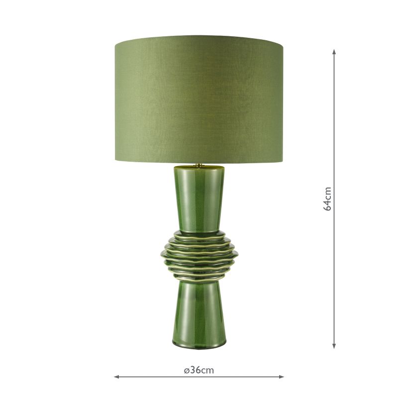 Dar-LAG4224 - Lagle - Green Ceramic Table Lamp with Green Cotton Shade