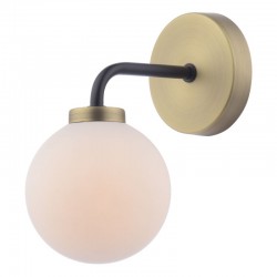 Lainey - Antique Brass & Black Wall Lamp with Opal Glass Lainey - Antique Brass & Black Wall Lamp with Opal Glass