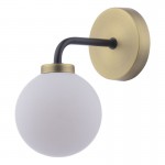 Lainey - Antique Brass & Black Wall Lamp with Opal Glass Lainey - Antique Brass & Black Wall Lamp with Opal Glass