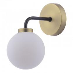Lainey - Antique Brass & Black Wall Lamp with Opal Glass Lainey - Antique Brass & Black Wall Lamp with Opal Glass