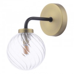 Lainey - Antique Brass & Black Wall Lamp with Twisted Clear Glass Lainey - Antique Brass & Black Wall Lamp with Twisted Clear Glass