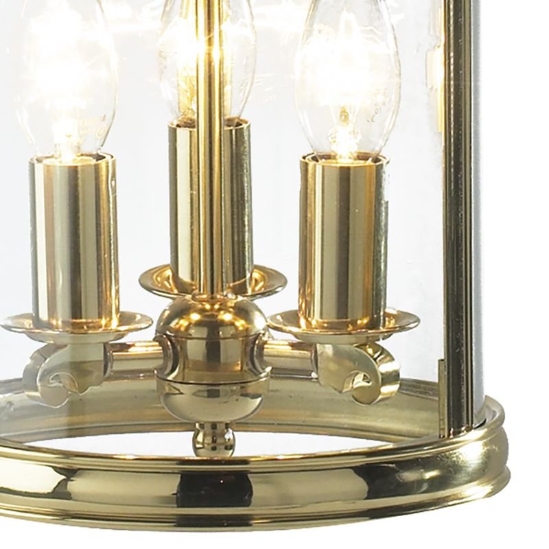 Dar-LAM0340 - Lambeth - Polished Brass and Clear Glass 3 Light Lantern Pendant