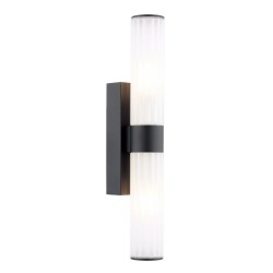 Lars - Matt Black Wall Lamp with White Frosted Acrylic IP44