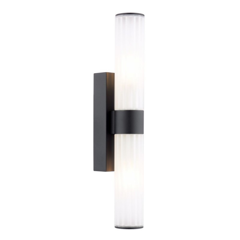Dar-LAR0922 - Lars - Matt Black Wall Lamp with White Frosted Acrylic IP44