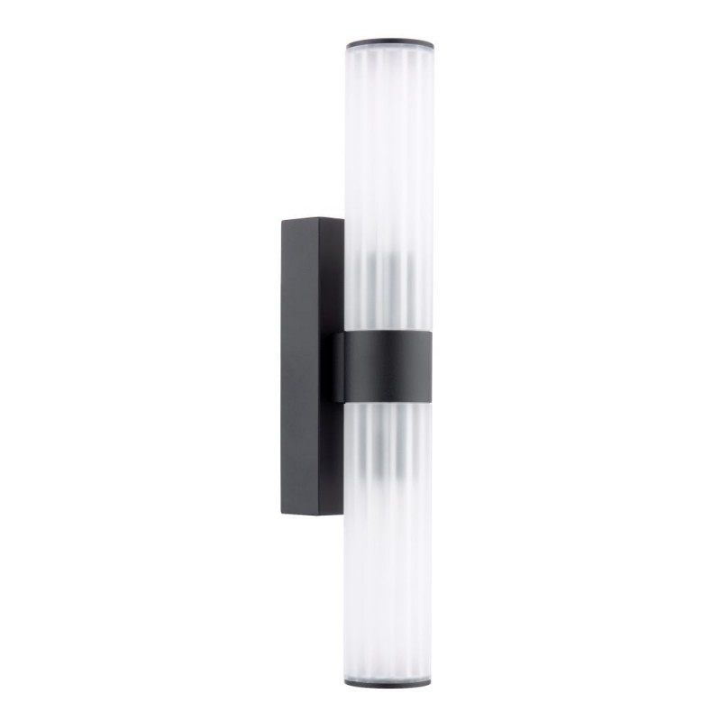 Dar-LAR0922 - Lars - Matt Black Wall Lamp with White Frosted Acrylic IP44