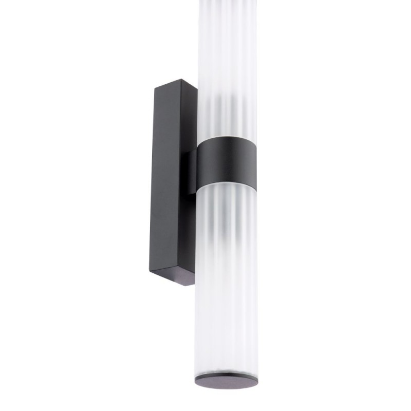 Dar-LAR0922 - Lars - Matt Black Wall Lamp with White Frosted Acrylic IP44