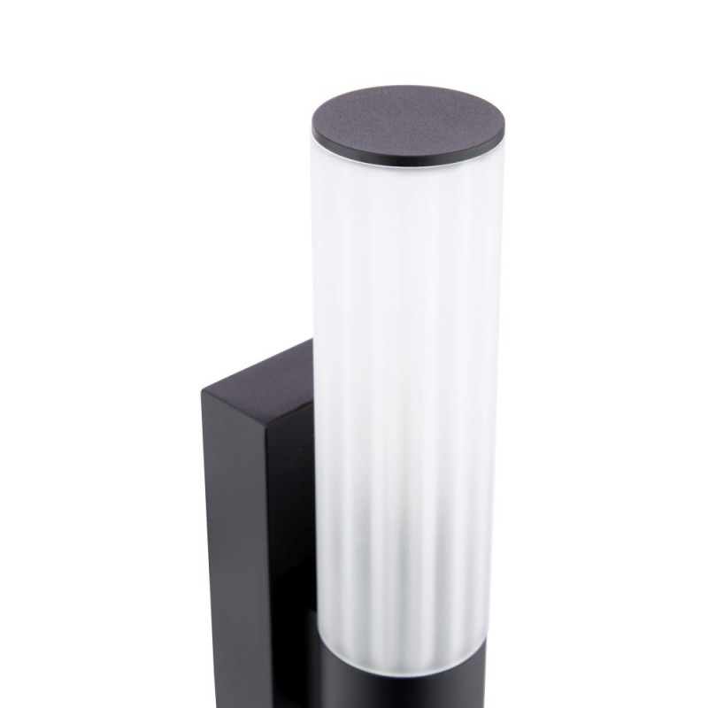 Dar-LAR0922 - Lars - Matt Black Wall Lamp with White Frosted Acrylic IP44