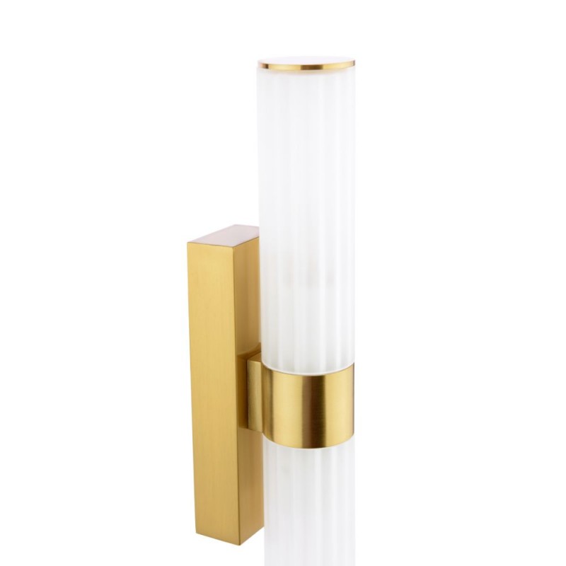 Dar-LAR0935 - Lars - Brushed Gold Wall Lamp with White Frosted Acrylic IP44