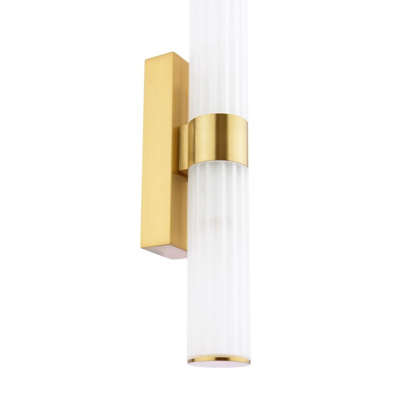 Dar-LAR0935 - Lars - Brushed Gold Wall Lamp with White Frosted Acrylic IP44