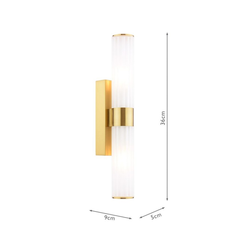 Dar-LAR0935 - Lars - Brushed Gold Wall Lamp with White Frosted Acrylic IP44