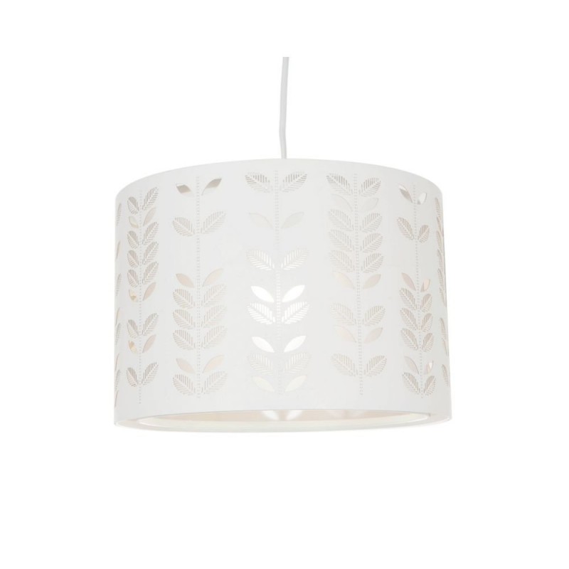Accessories - Laser - White Drum with Leaf Detail Shade for Pendant Wisebuys-LAS652-TLS - Laser - White Drum with Leaf Detail Shade for Pendant
