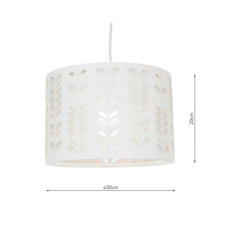 Accessories - Laser - White Drum with Leaf Detail Shade for Pendant Wisebuys-LAS652-TLS - Laser - White Drum with Leaf Detail Shade for Pendant