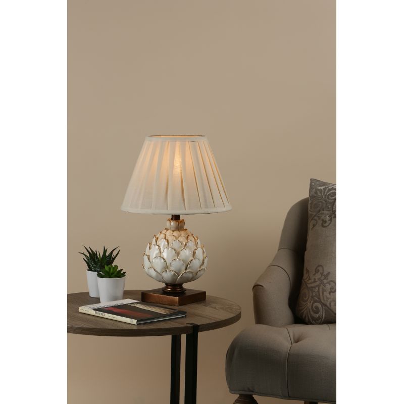 Dar-LAY4133-X - Layer - Cream & Bronze Table Lamp with Ecru Cotton Shade