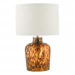 Leandra - Tortoiseshell Glass 2 Light Table Lamp with White Shade Leandra - Tortoiseshell Glass 2 Light Table Lamp with White Shade