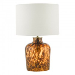 Leandra - Tortoiseshell Glass 2 Light Table Lamp with White Shade Leandra - Tortoiseshell Glass 2 Light Table Lamp with White Shade