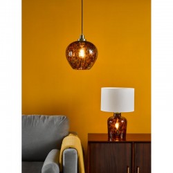 Leandra - Tortoiseshell Glass 2 Light Table Lamp with White Shade Leandra - Tortoiseshell Glass 2 Light Table Lamp with White Shade