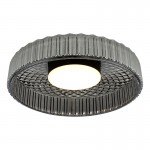 Leena - Black LED Flush with Ribbed Smoked Glass Leena - Black LED Flush with Ribbed Smoked Glass