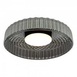 Leena - Black LED Flush with Ribbed Smoked Glass Leena - Black LED Flush with Ribbed Smoked Glass