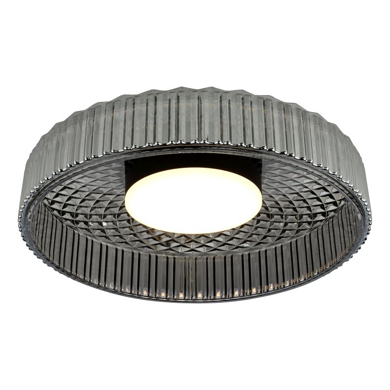Dar-LEE5222 - Leena - Black LED Flush with Ribbed Smoked Glass