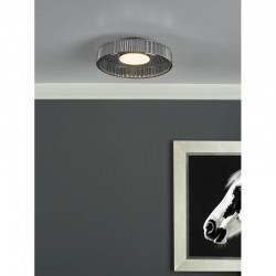 Leena - Black LED Flush with Ribbed Smoked Glass Leena - Black LED Flush with Ribbed Smoked Glass