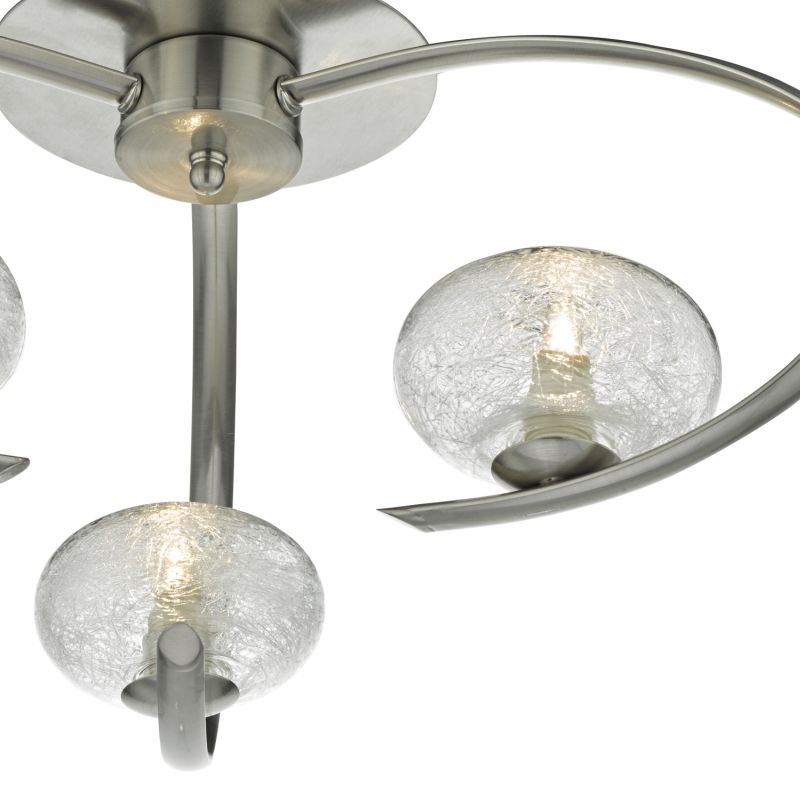 Dar-LEI5346 - Leighton - Chrome 3 Light Centre Fitting with Sugar Cane Glass