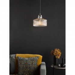 Lenka - Satin Nickel Pendant with Ribbed Glass Lenka - Satin Nickel Pendant with Ribbed Glass