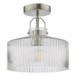 Lenka - Satin Nickel Semi Flush with Ribbed Glass Lenka - Satin Nickel Semi Flush with Ribbed Glass