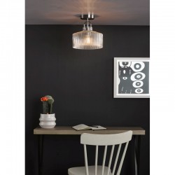 Lenka - Satin Nickel Semi Flush with Ribbed Glass Lenka - Satin Nickel Semi Flush with Ribbed Glass