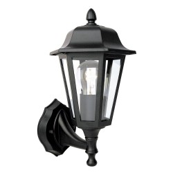 Lewis - Traditional Matt Black Wall Lamp with Clear Glass IP44