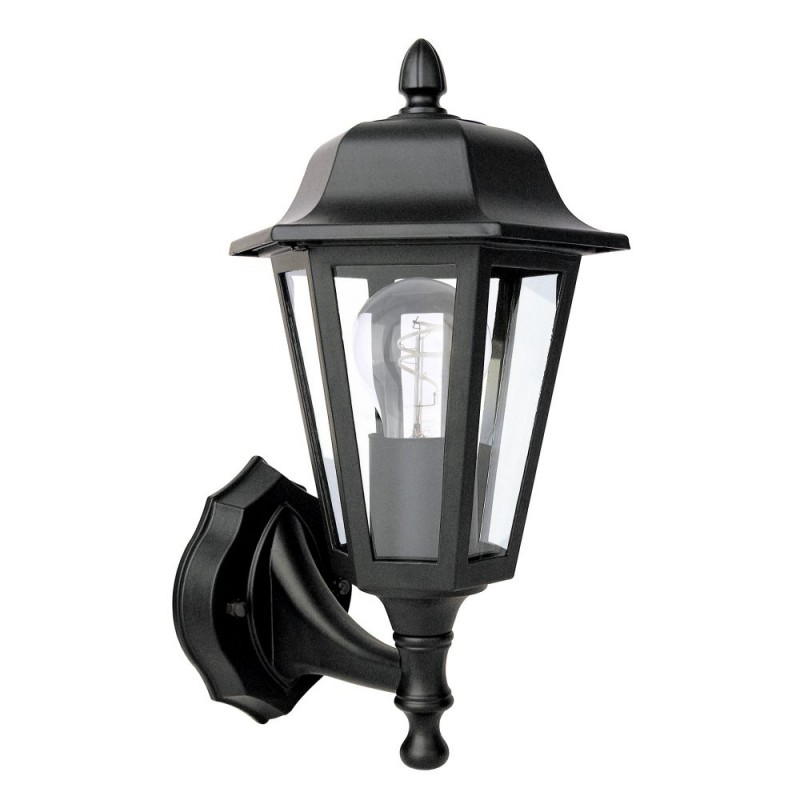 Dar-LEW1622 - Lewis - Traditional Matt Black Wall Lamp with Clear Glass IP44