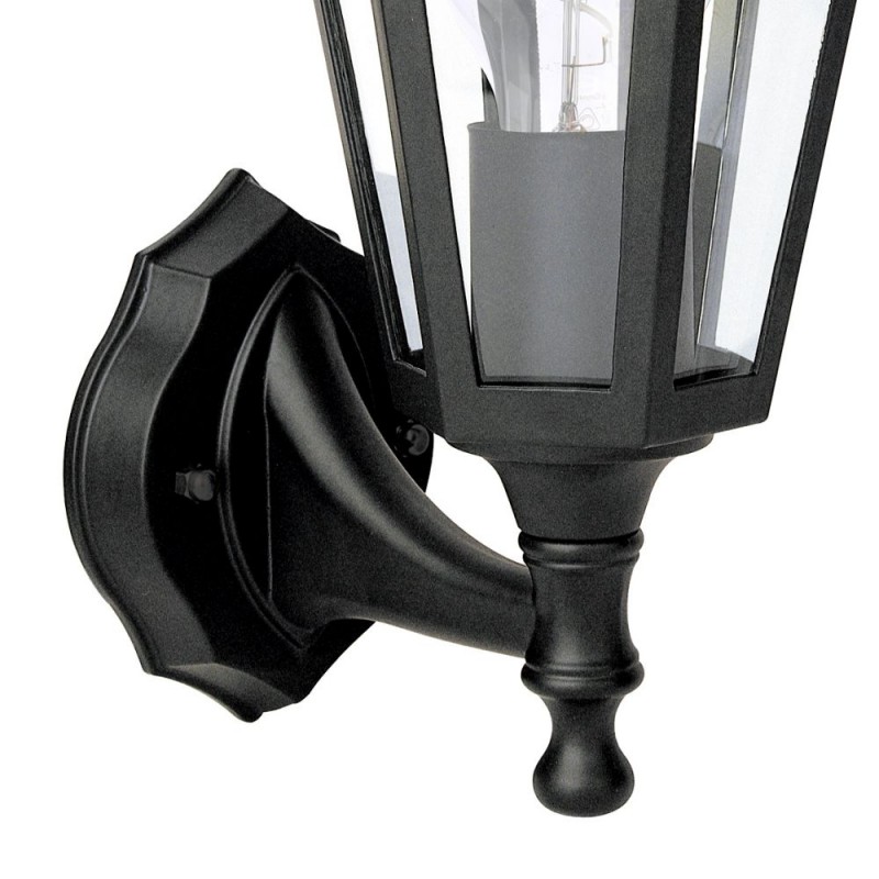 Dar-LEW1622 - Lewis - Traditional Matt Black Wall Lamp with Clear Glass IP44