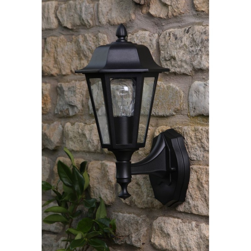 Dar-LEW1622 - Lewis - Traditional Matt Black Wall Lamp with Clear Glass IP44