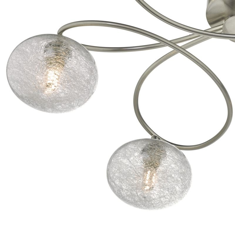 Dar-LEY6446 - Leysha - Satin Nickel & Glass 6 Light Ceiling Lamp