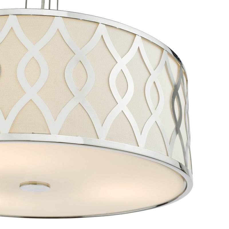 Dar-LOC0450 - Locryn - Ivory & Chrome 4 Light Pendant with White Diffuser