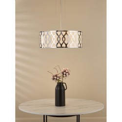 Locryn - Ivory & Chrome 4 Light Pendant with White Diffuser