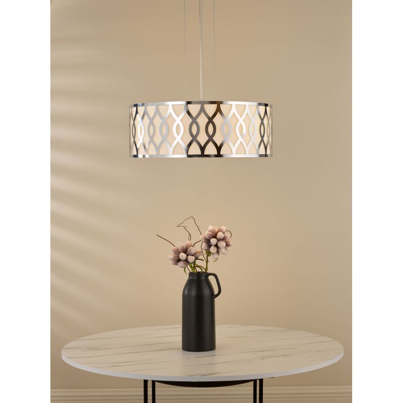 Dar-LOC0450 - Locryn - Ivory & Chrome 4 Light Pendant with White Diffuser