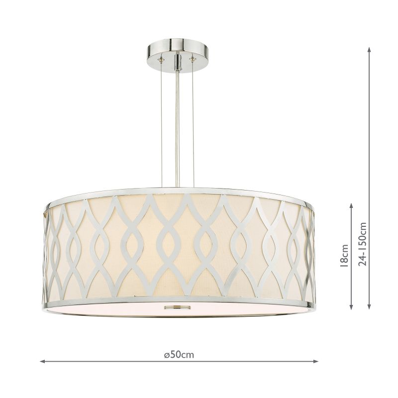 Dar-LOC0450 - Locryn - Ivory & Chrome 4 Light Pendant with White Diffuser