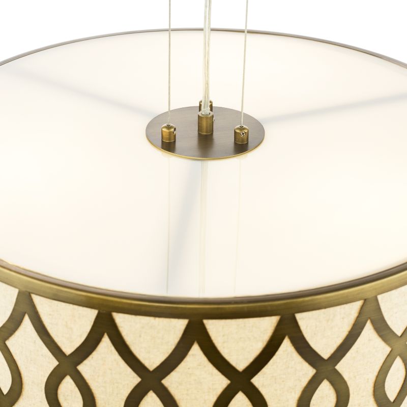 Dar-LOC0463 - Locryn - Taupe & Bronze 4 Light Pendant with White Diffuser
