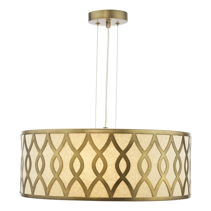 Dar-LOC0463 - Locryn - Taupe & Bronze 4 Light Pendant with White Diffuser