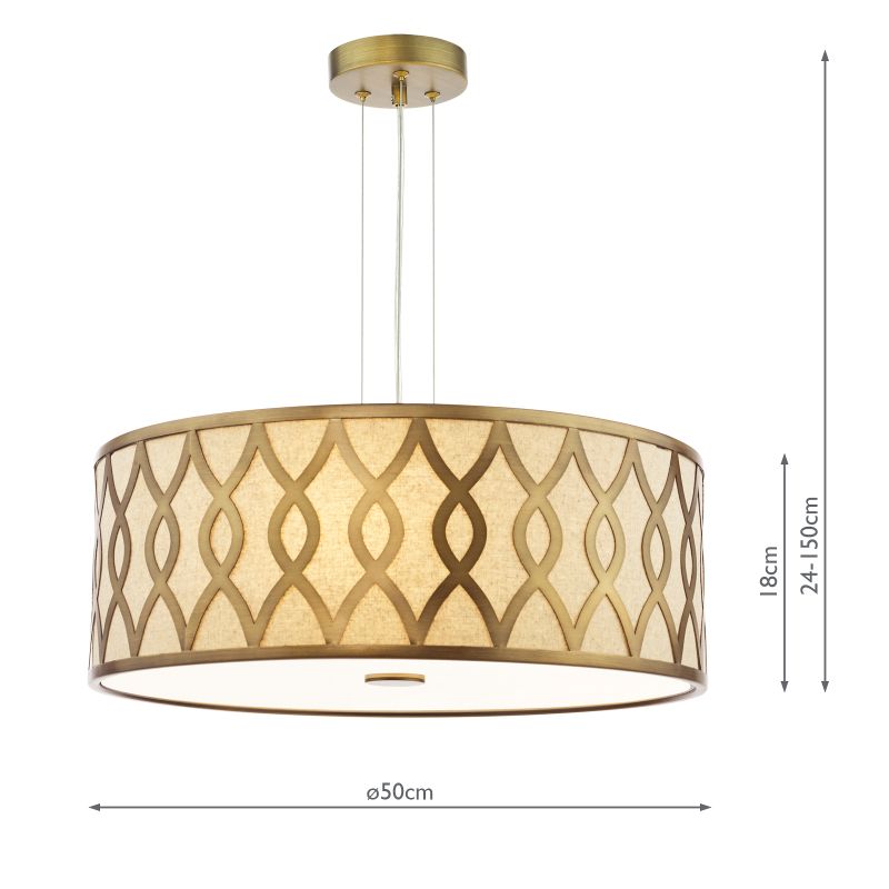 Dar-LOC0463 - Locryn - Taupe & Bronze 4 Light Pendant with White Diffuser