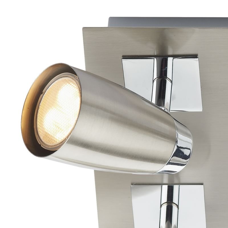 Kitchen Lights - Loft - Satin and Polished Chrome 4 Square Plate Spotlights Dar-LOF8546 - Loft - Satin and Polished Chrome 4 Square Plate Spotlights
