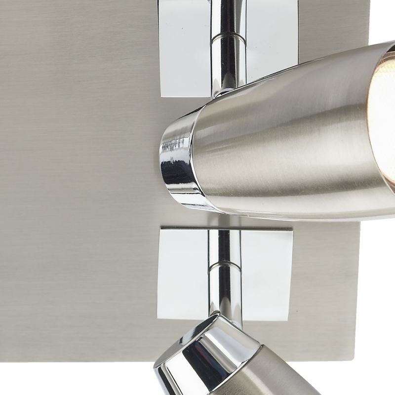 Kitchen Lights - Loft - Satin and Polished Chrome 4 Square Plate Spotlights Dar-LOF8546 - Loft - Satin and Polished Chrome 4 Square Plate Spotlights