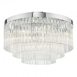 Logan - Chrome 5 Light Flush with Clear Glass Rods Logan - Chrome 5 Light Flush with Clear Glass Rods