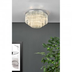 Logan - Chrome 5 Light Flush with Clear Glass Rods Logan - Chrome 5 Light Flush with Clear Glass Rods