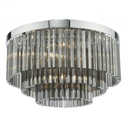Logan - Chrome 5 Light Flush with Smoked Glass Rods Logan - Chrome 5 Light Flush with Smoked Glass Rods