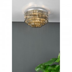 Logan - Chrome 5 Light Flush with Smoked Glass Rods Logan - Chrome 5 Light Flush with Smoked Glass Rods