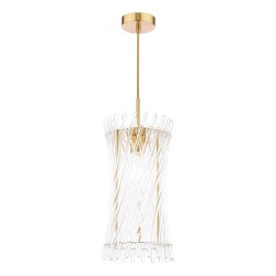 Loire - Natural Brass Pendant with Clear Glass Rods