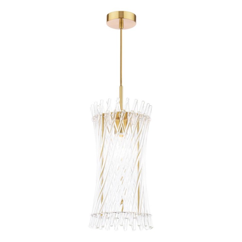 Dar-LOI0135 - Loire - Natural Brass Pendant with Clear Glass Rods